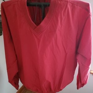 Izod Windbreaker Jacket Size L Red Nylon pullover. Zipper side detail. New.